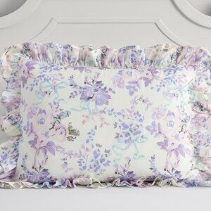 LoveShackFancy Lavender Damask Double Ruffle Edge Standard Pillow Sham Cover NWT